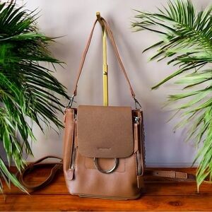 NWT Lulus Convertible Mini Backpack Purse – Tan Brown Faux Leather